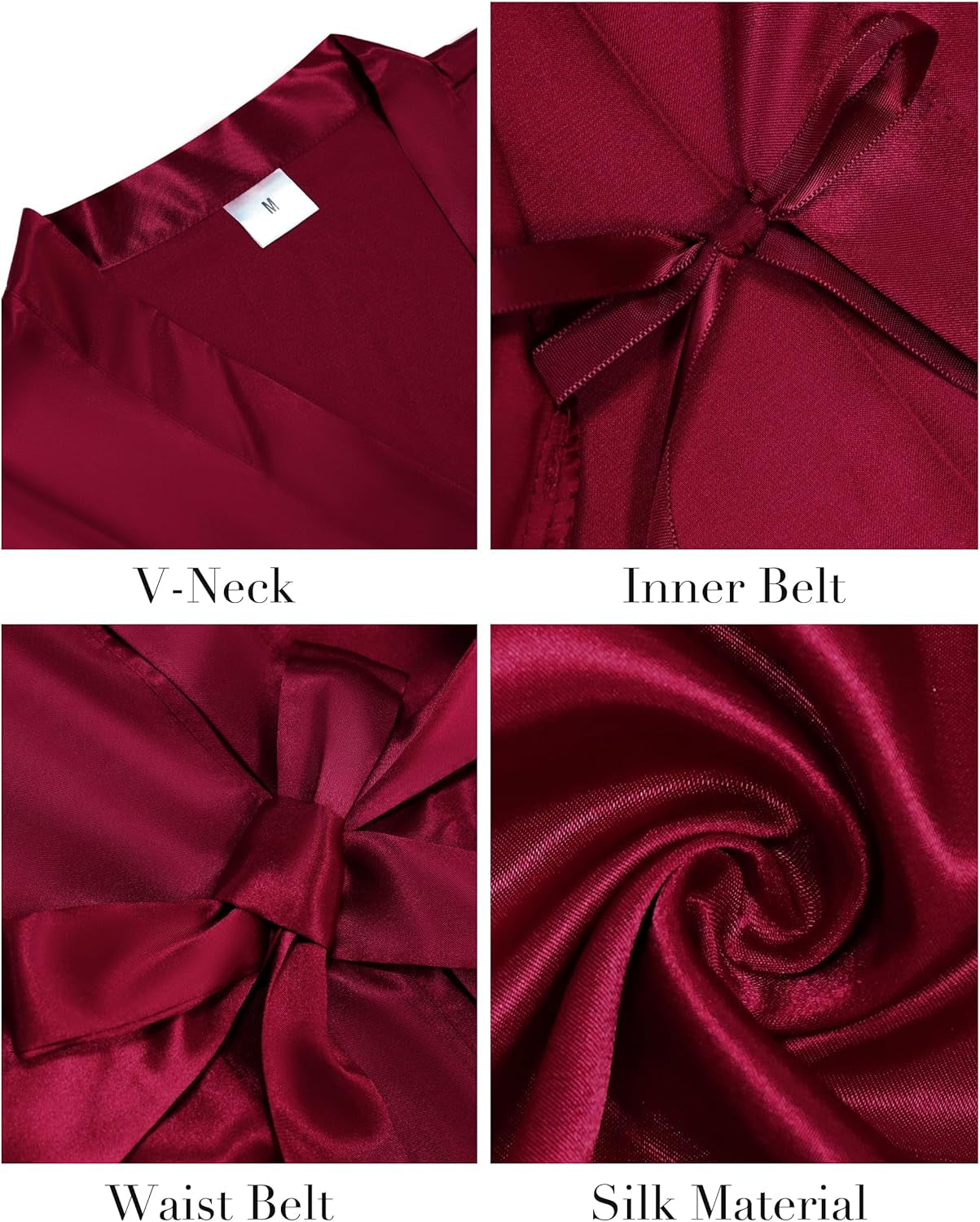 Womens Kimono Robes Dressing Gown Satin Bathrobe Nightdress Short Style Bridal Robe