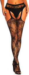 Womens Suspender Pantyhose Sexy Fishnet Stockings High Waist Tights Sparkly Rhinestone Thigh High Stocking (B)