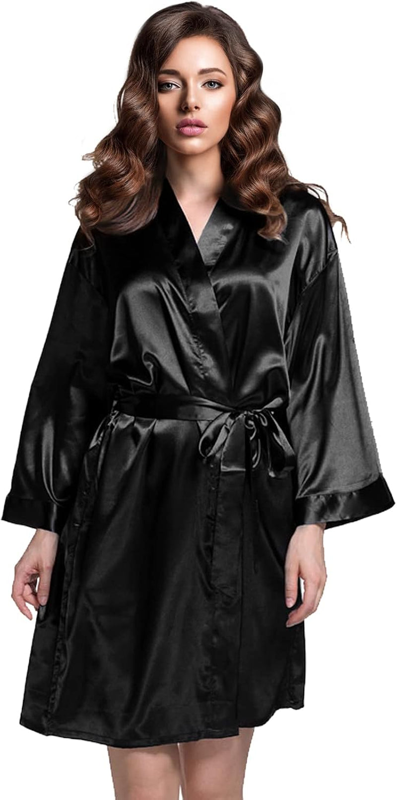 Satin Rrobes for Women Short Silk Bathrobe Kimono Robes V-Neck Sleepwear for Bridesmaid Wedding Party