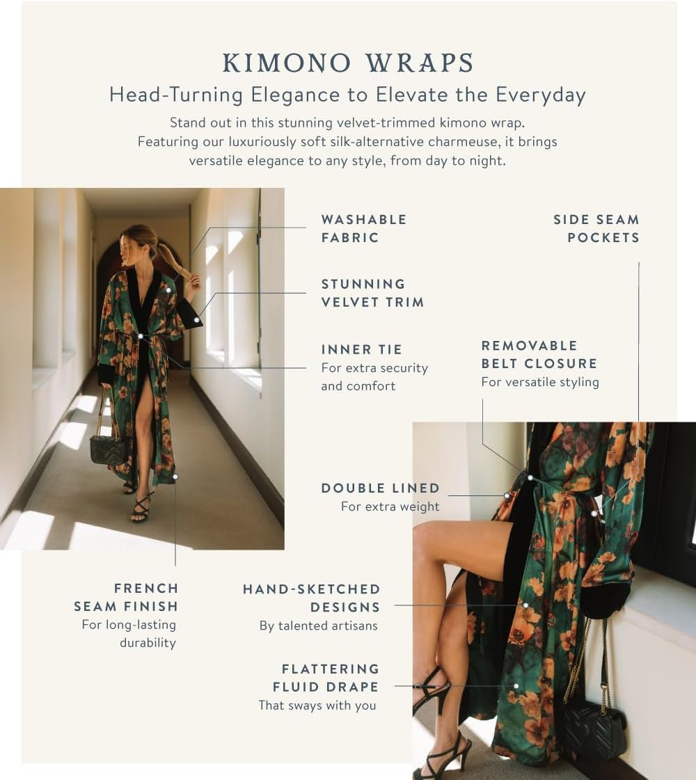 Women'S Kimono Wrap Short - Watercolor Floral
