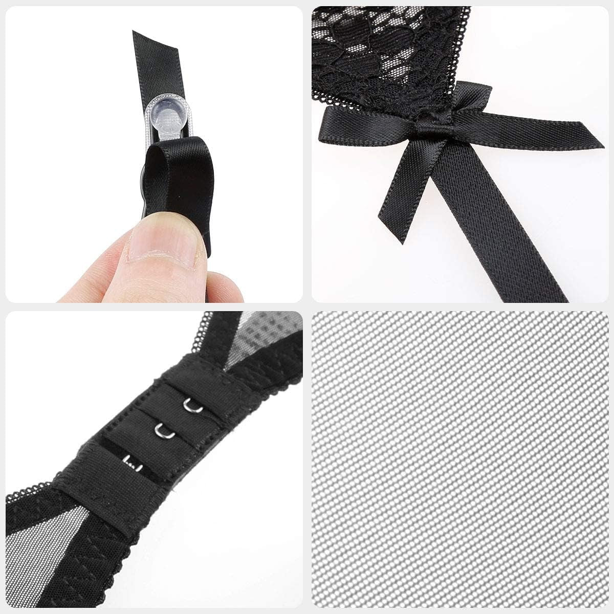 Women Lace Garter Belt Suspender Belts for Thigh High Stockings Skin Friendly Garter Black