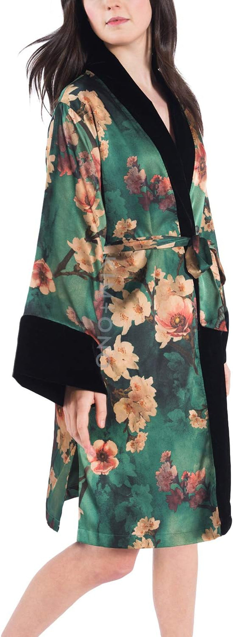 Women'S Kimono Wrap Short - Watercolor Floral
