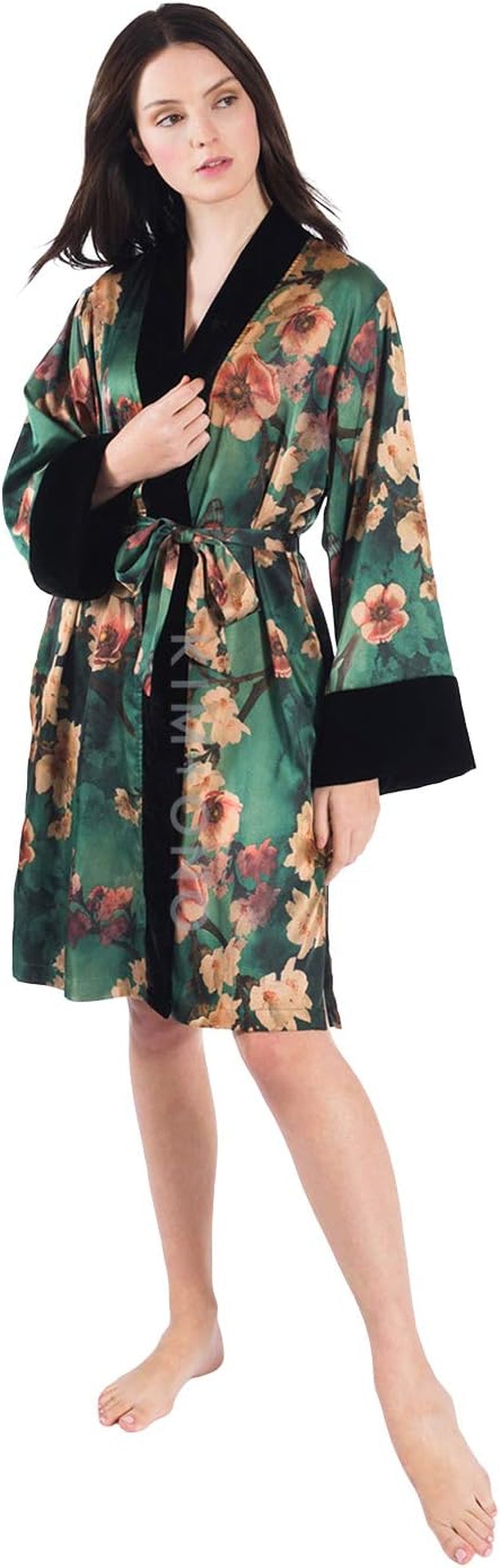 Women'S Kimono Wrap Short - Watercolor Floral