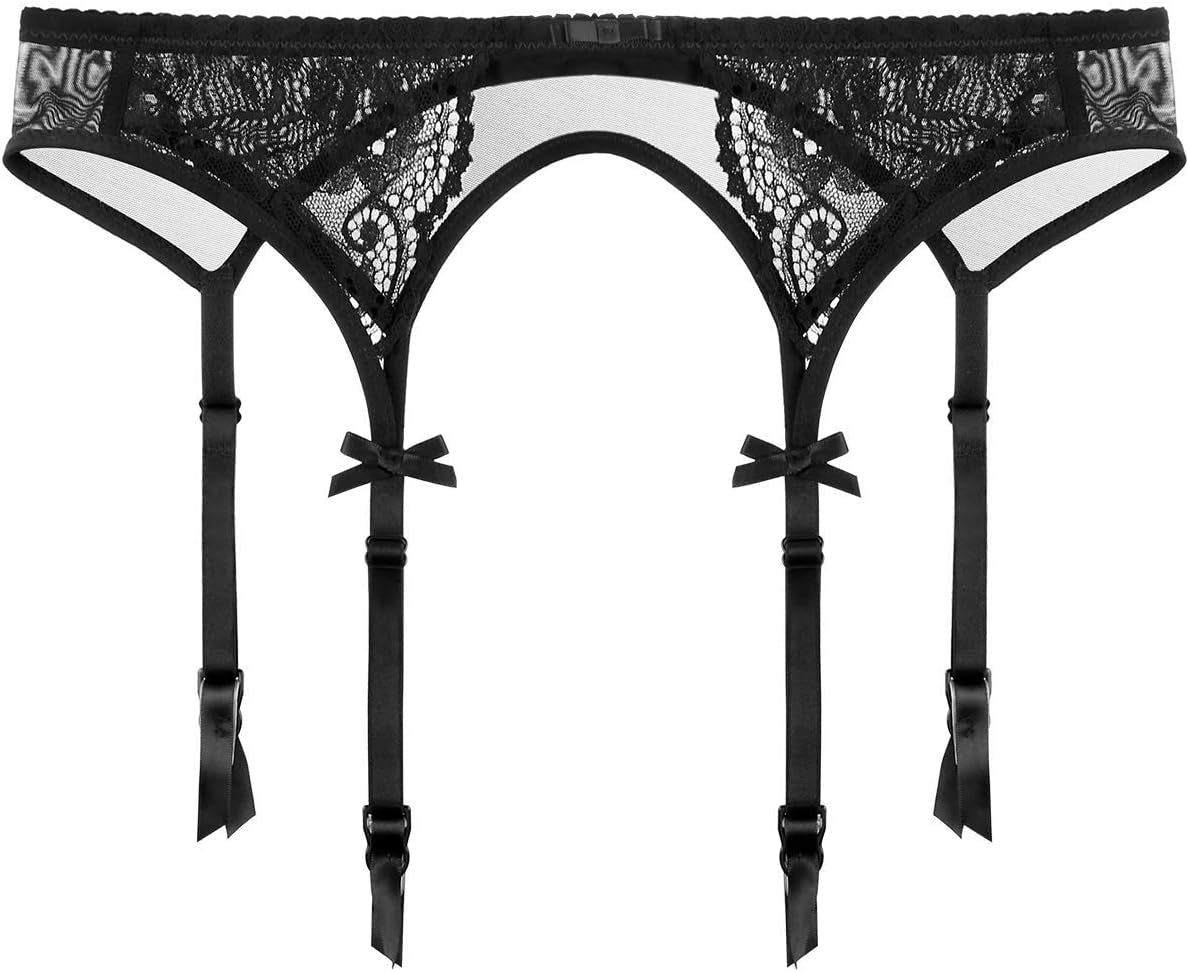 Women Lace Garter Belt Suspender Belts for Thigh High Stockings Skin Friendly Garter Black