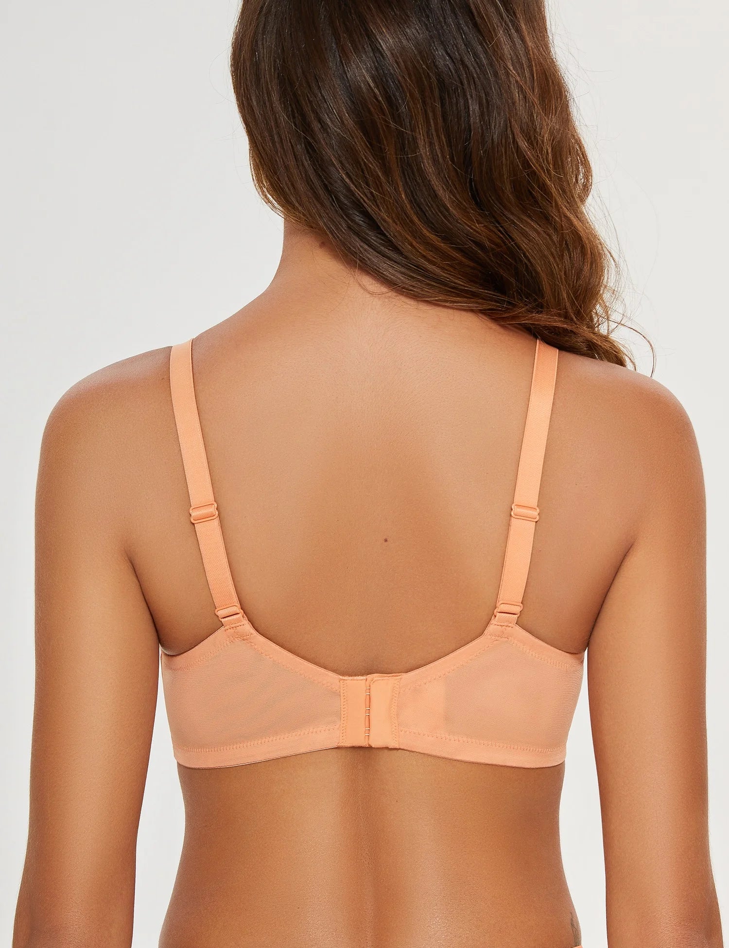 Women'S Sexy Lace Bra Demi Sheer Mesh Balconette Unlined Underwire Embroidered Orange 34B