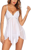 Bridal Lingerie for Women Lace Sleepwear V Neck Wedding Lingerie White