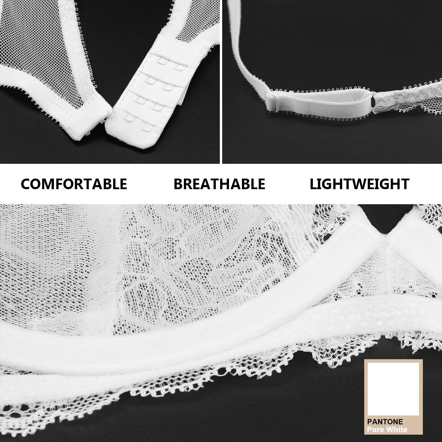 Women'S Sexy Bra Sheer Lace Bra Plunge Unlined Full Coverage See through Underwire Bra
