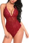 Women Lingerie One Piece Bodysuit One Piece Underwear (Dark Red,Xxl)