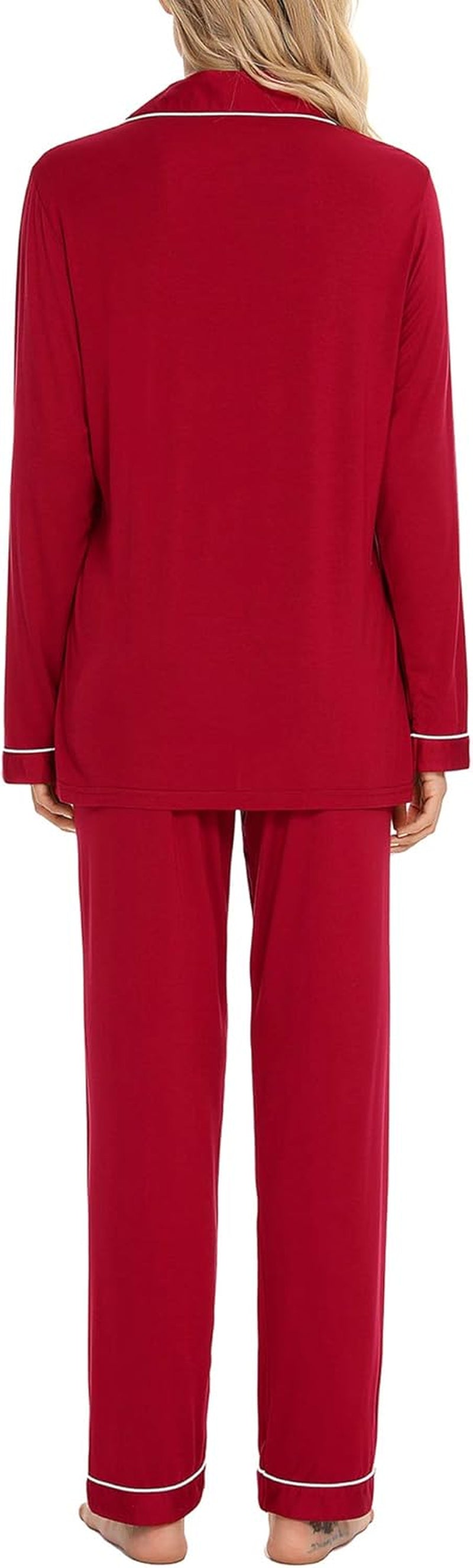 Pajamas Set for Women Long Sleeve Sleepwear Soft Button down Shirt with Long Pants Pj Lounge Sets S-XXL