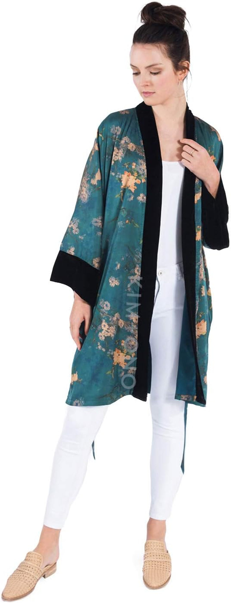 Women'S Kimono Wrap Short - Watercolor Floral